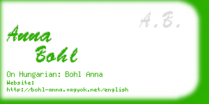 anna bohl business card